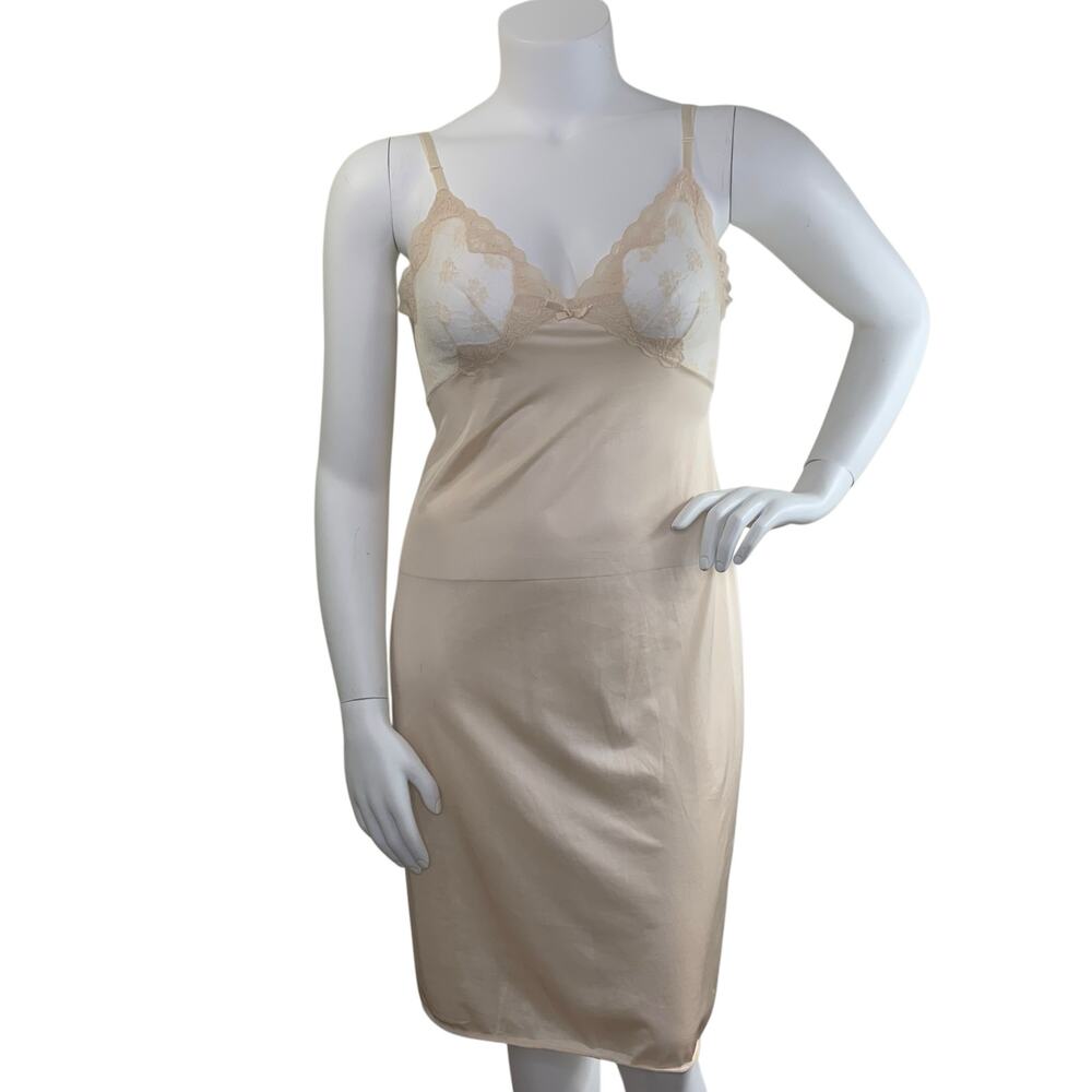 Lorraine Boudoir Full Slip Size 38 Tall Cream Lace Night Gown Dress Vintage 80s